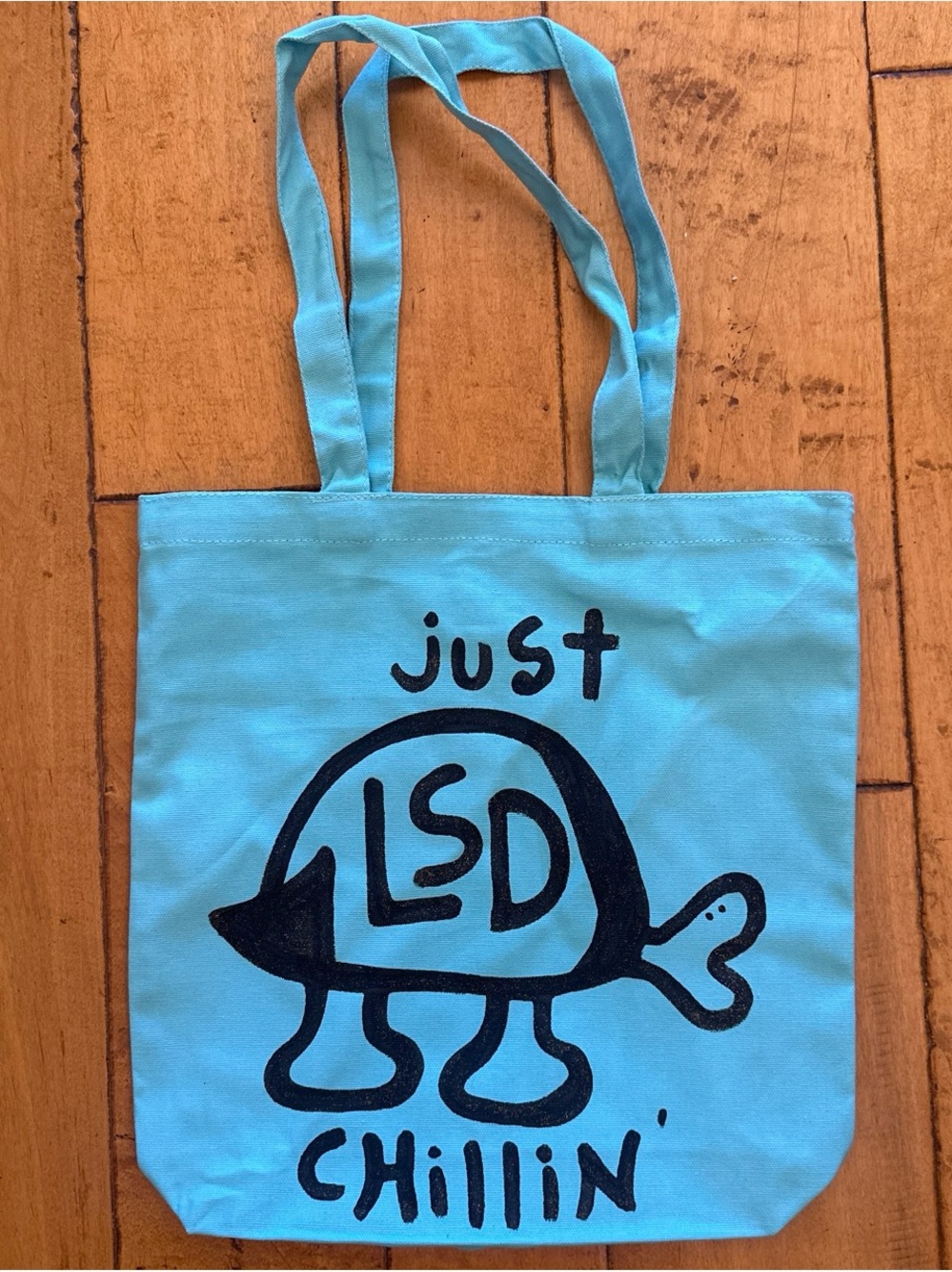 Billabong Light Blue Tote with Black Graphic Turtle